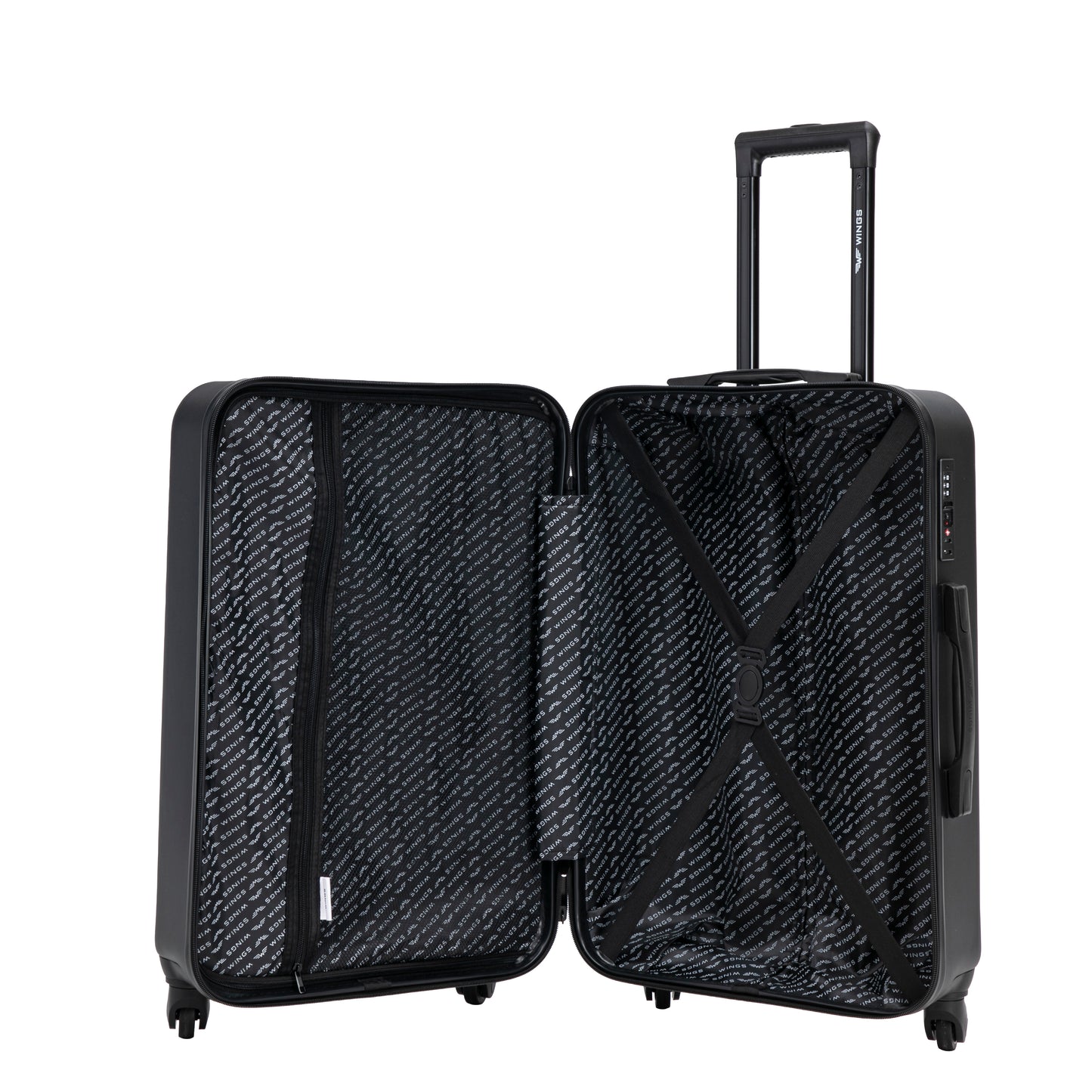 Zestaw walizek WINGS Merlin 3 szt. z 100% poliwęglanu BLACK