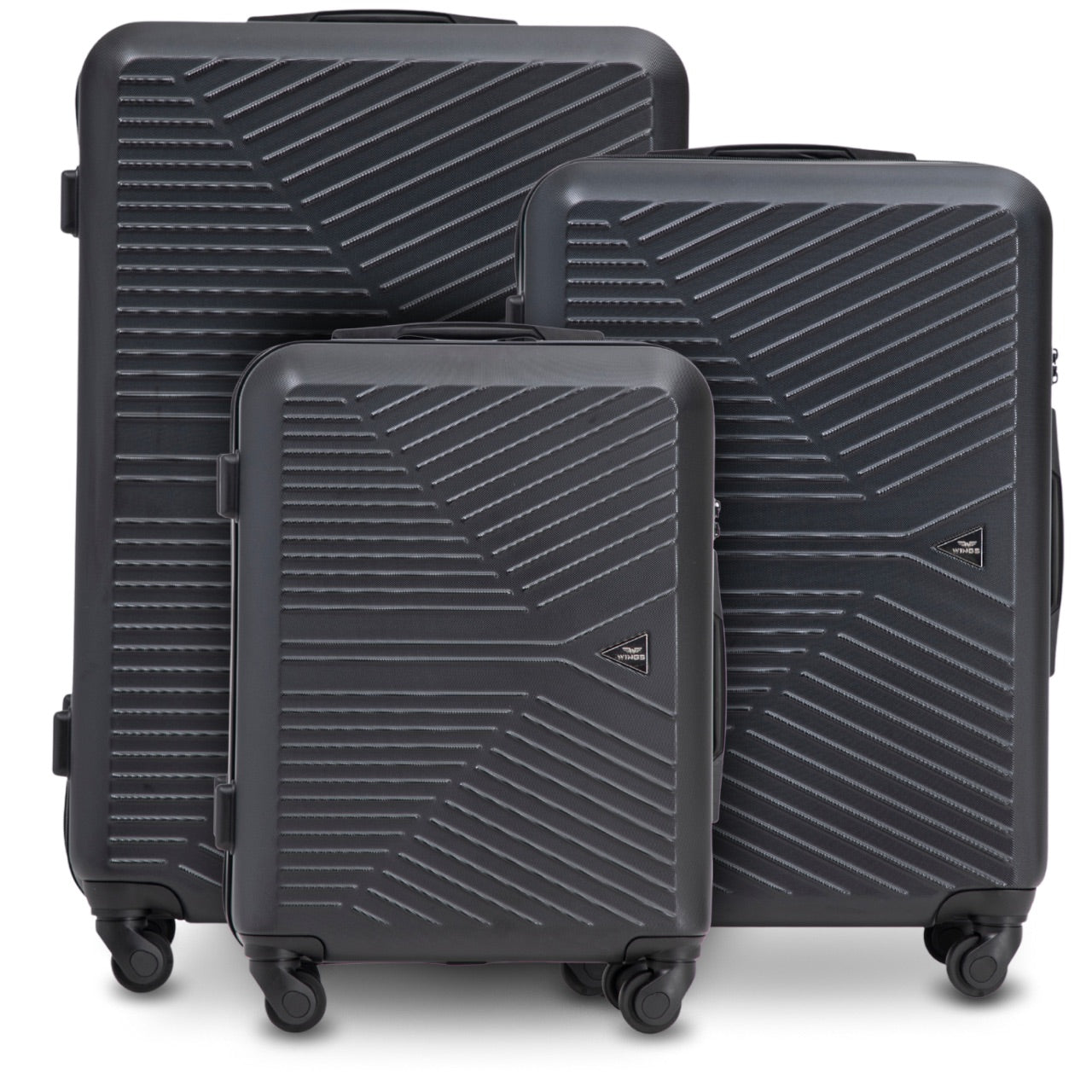 Zestaw walizek WINGS Merlin 3 szt. z 100% poliwęglanu BLACK