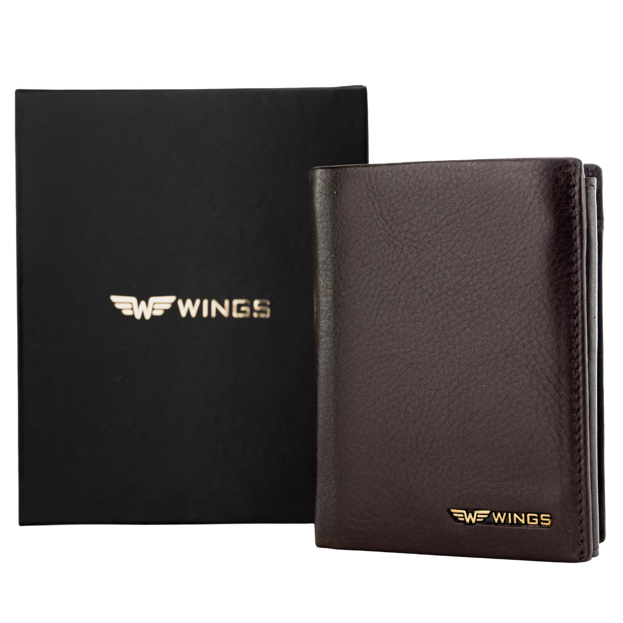 WINGS Męski portfel ze skóry bydlęcej Brown