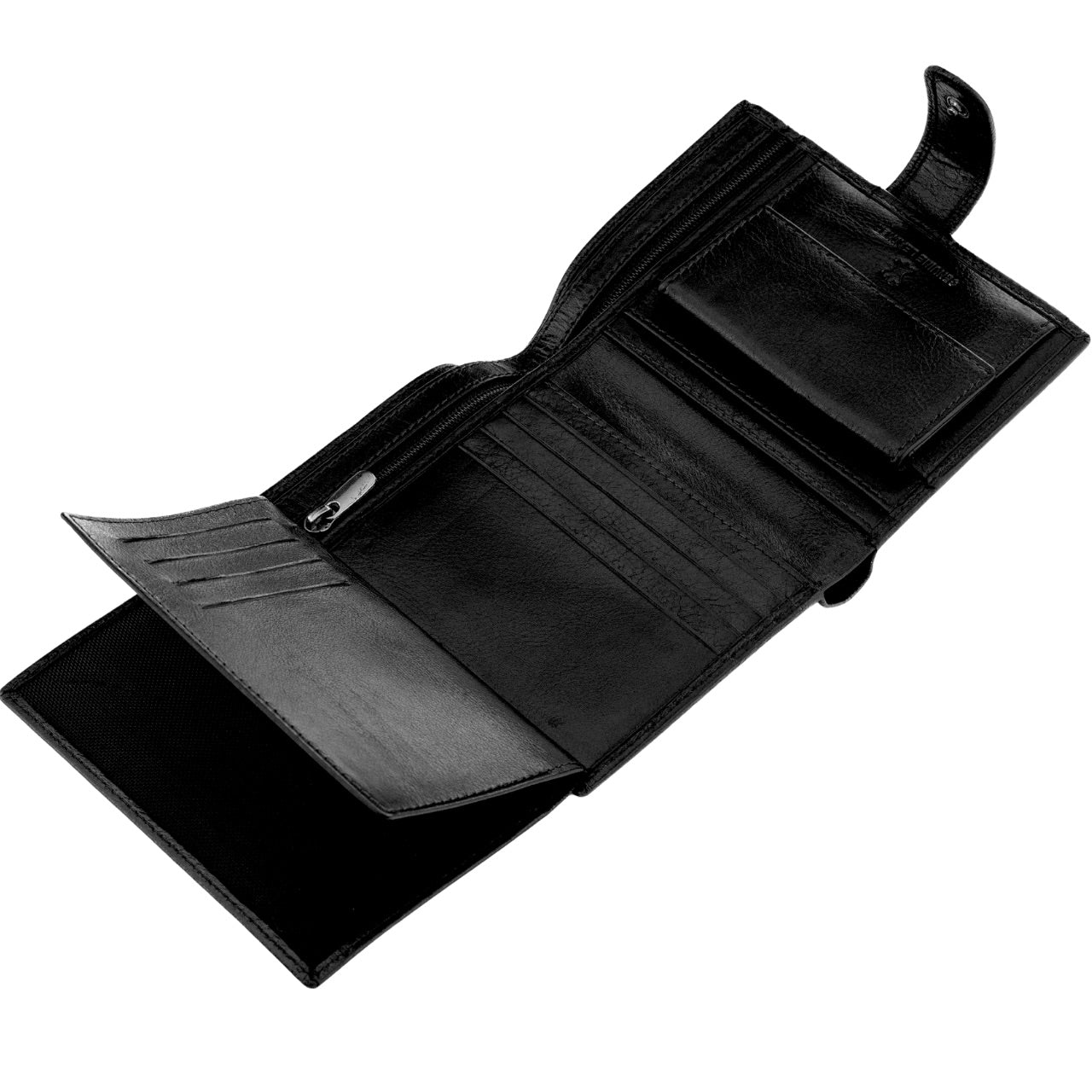 WINGS Męski portfel ze skóry naturalnej bydlęcej zapinany Black