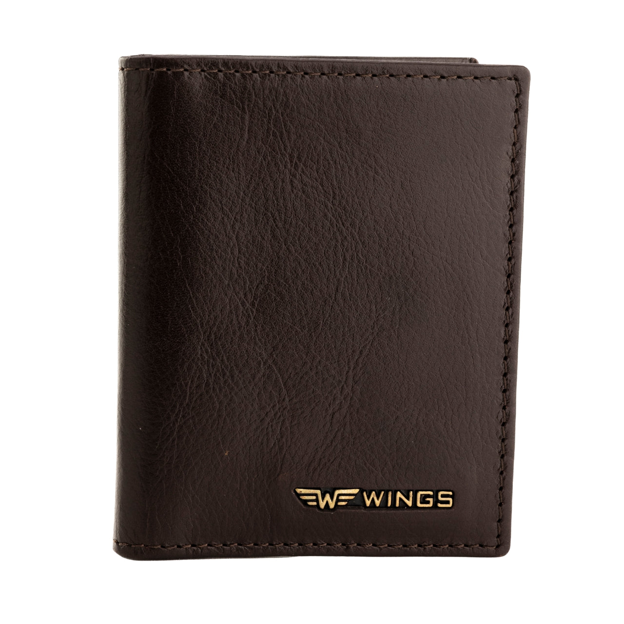 WINGS Cardholder z gładkiej naturalnej skóry bydlęcej Brown
