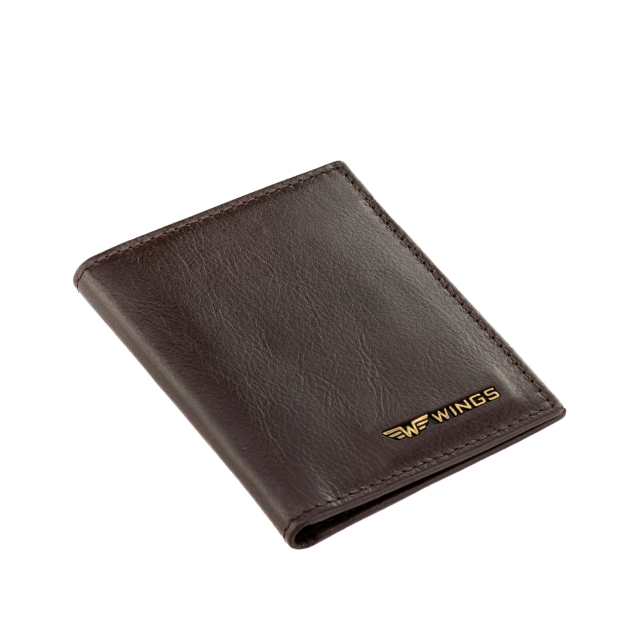 WINGS Cardholder z gładkiej naturalnej skóry bydlęcej Brown