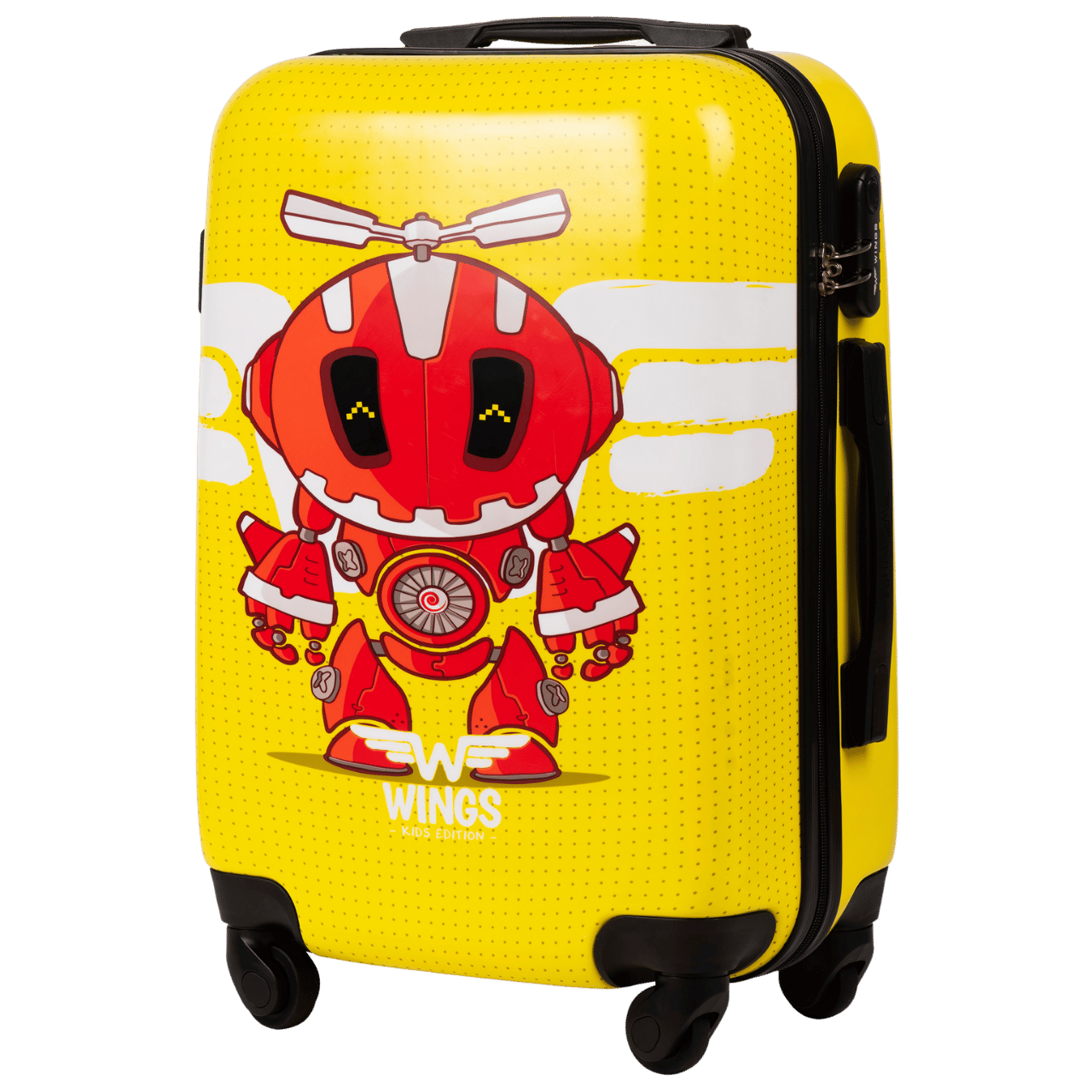 WALIZKA KIDS KABINOWA TWARDA WINGS YELLOW ROBOT S 20"