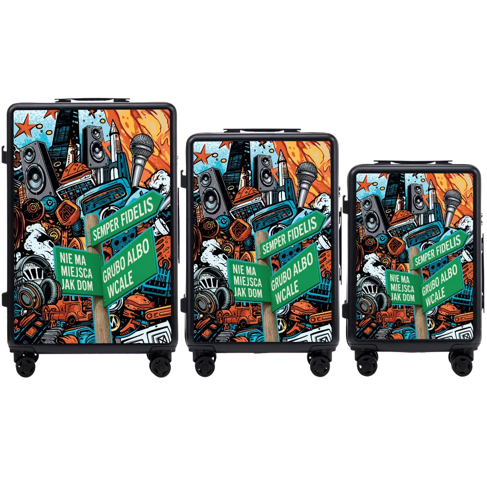 Komplet 3 WALIZEK Wings ABS+ Customized Tuse Pih BLACK customized