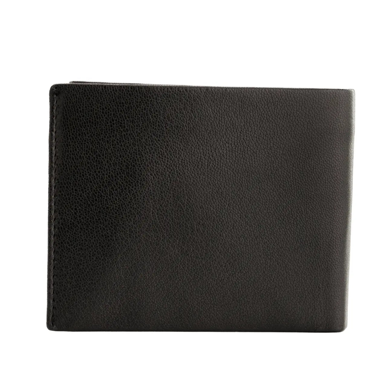 WINGS Męski portfel ze skóry naturalnej z odchylaną klapką Black LEATHER COLLECTION