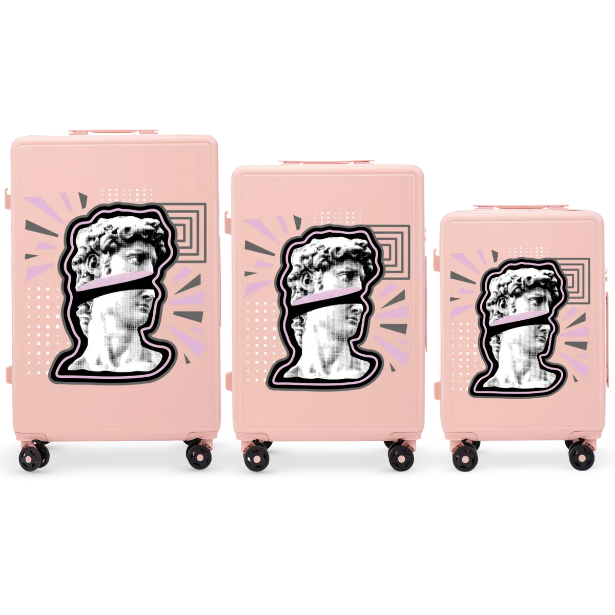 Komplet 3 WALIZEK Wings ABS+ Customized SOFT PINK POPIERSIE customized