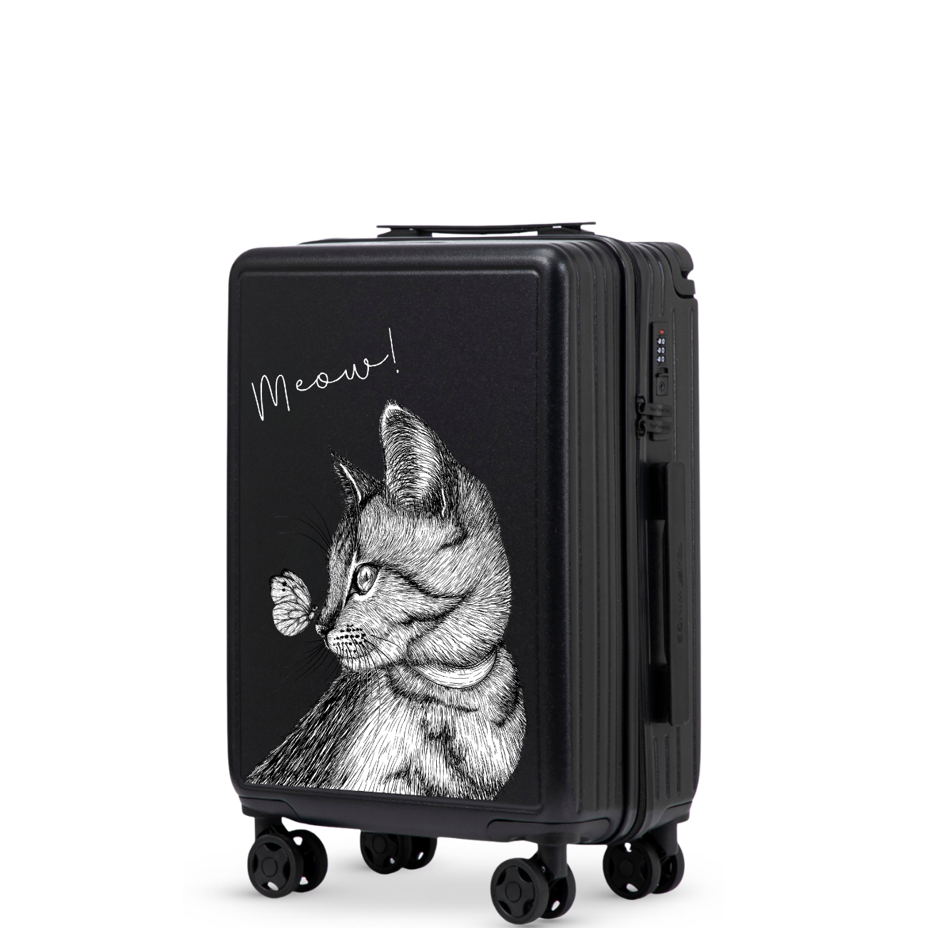 Walizka kabinowa Wings ABS+ 20" Customized BLACK MEOW