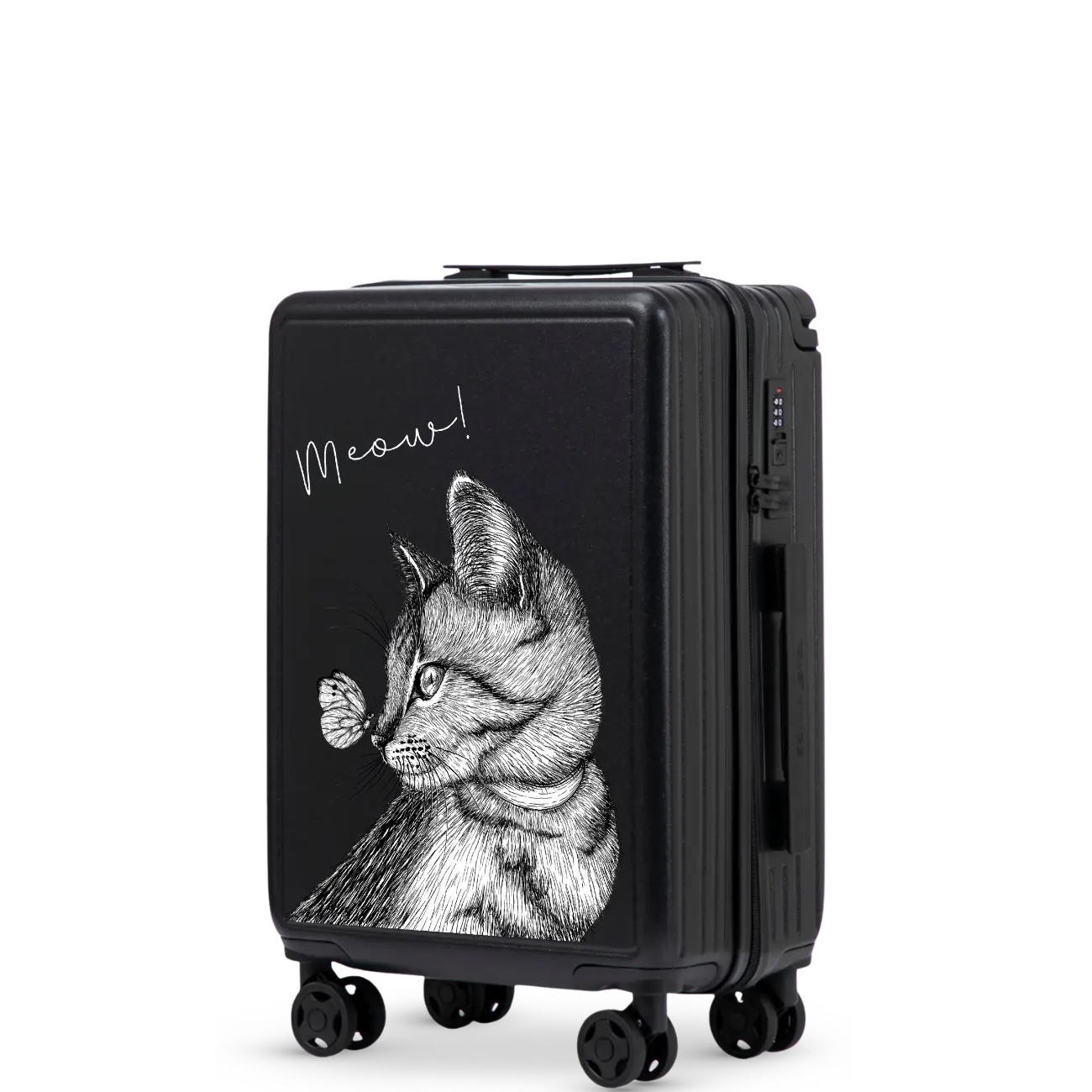 Walizka kabinowa Wings ABS+ 20" Customized BLACK MEOW customized