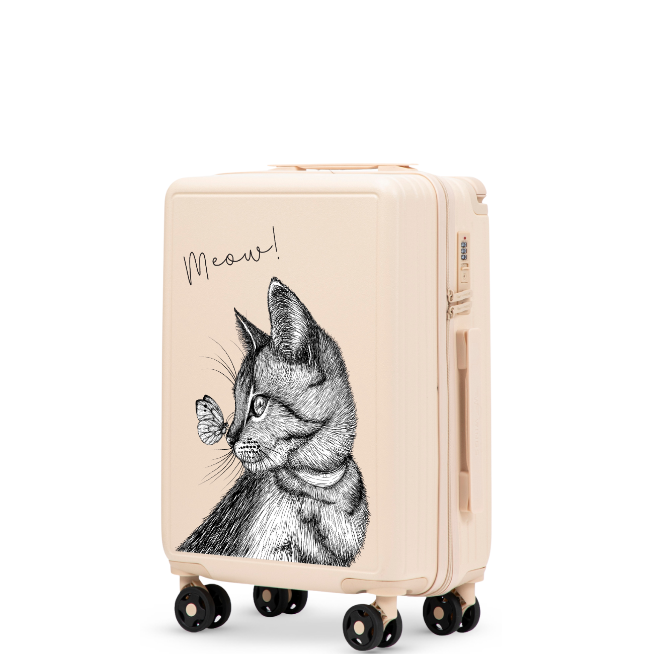 Walizka kabinowa Wings ABS+ 20" Customized DIRTY WHITE MEOW customized