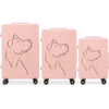 Komplet 3 WALIZEK Wings ABS+ Customized SOFT PINK DOG
