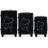 Komplet 3 WALIZEK Wings ABS+ Customized BLACK DOG