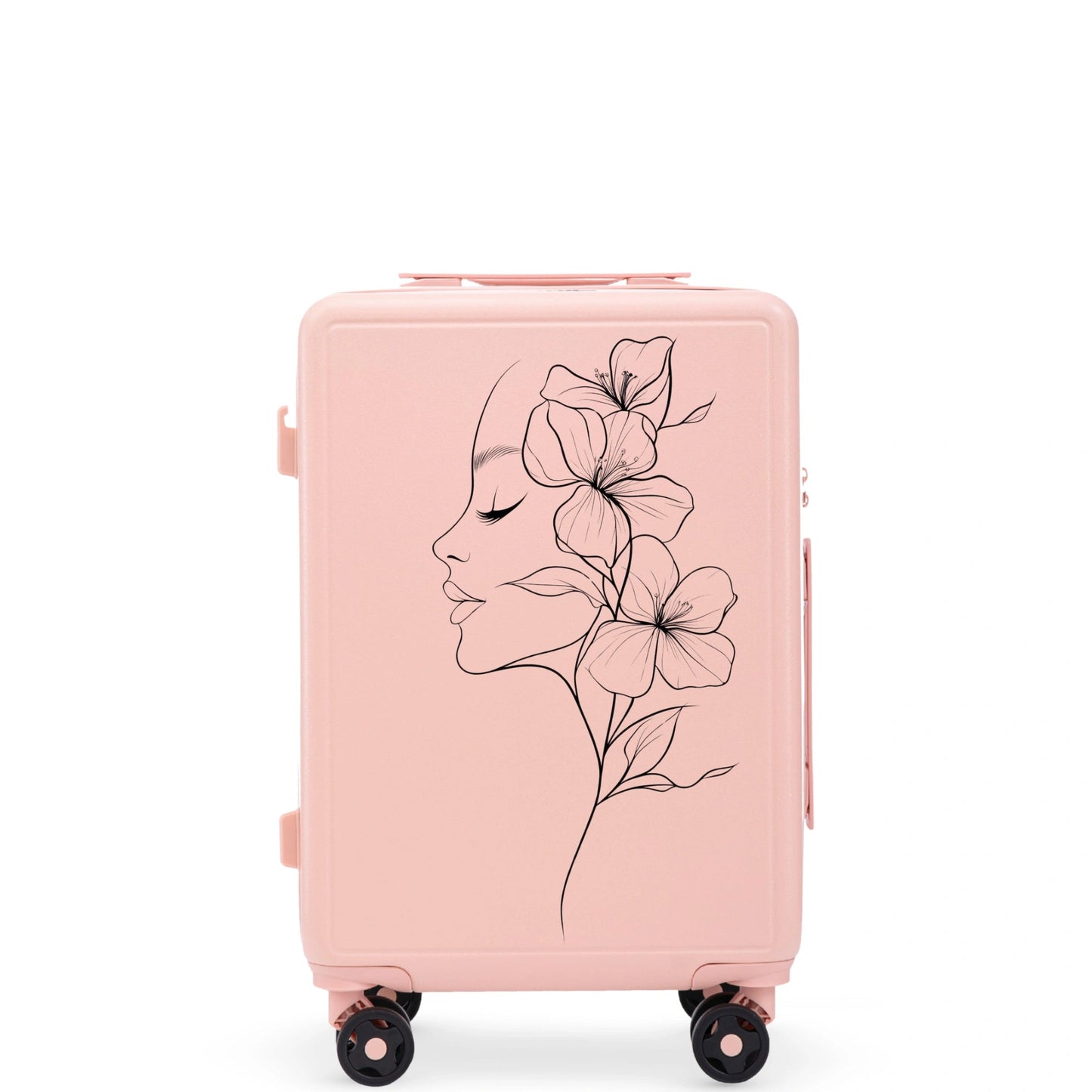 Walizka kabinowa Wings ABS+ 20" Customized SOFT PINK FLOWER customized