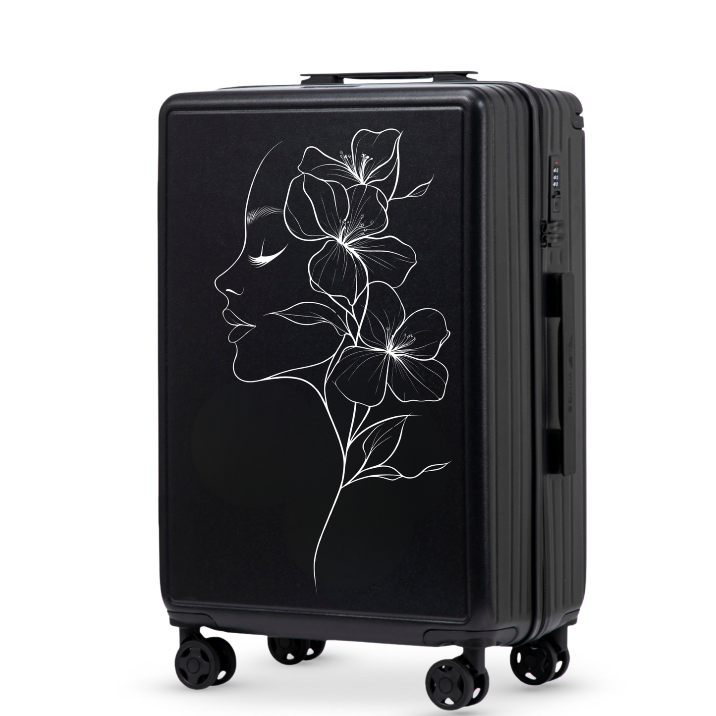 Walizka średnia Wings ABS+ 24" Customized BLACK FLOWER