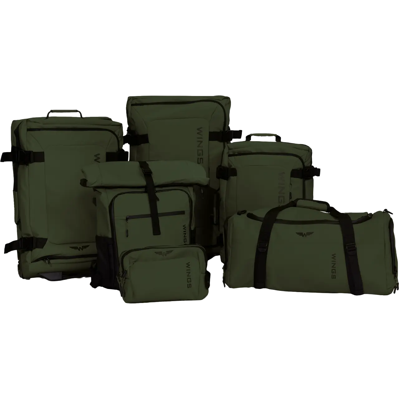 WINGS Komplet podróżny 6w1 ROOK dark green ROOK COLLECTION