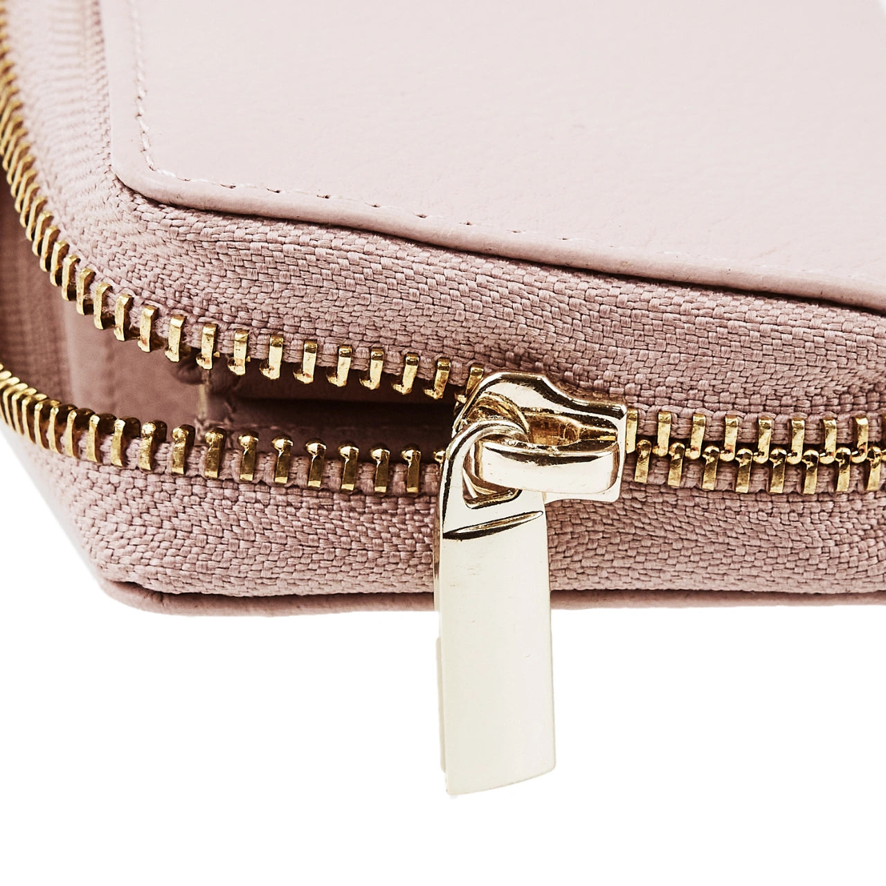 WINGS Mały portfel damski ze skóry naturalnej zapinany na zamek PINK LEATHER COLLECTION
