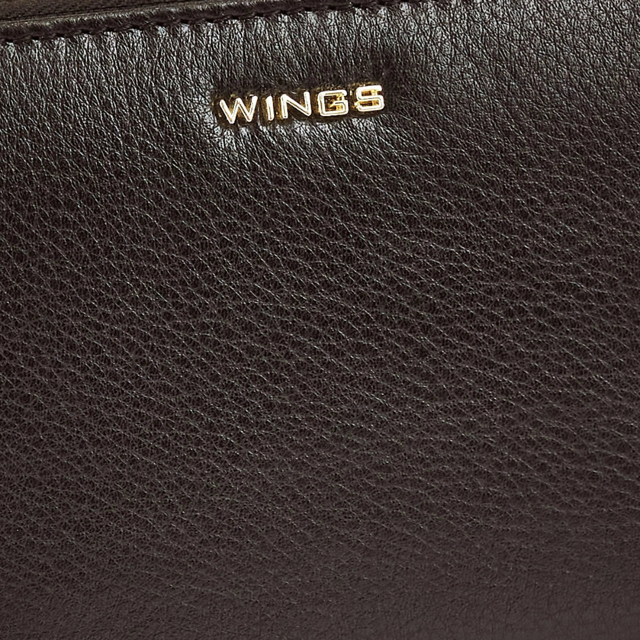 Damski portfel skórzany z paskiem na nadgarstek WINGS BLACK LEATHER COLLECTION