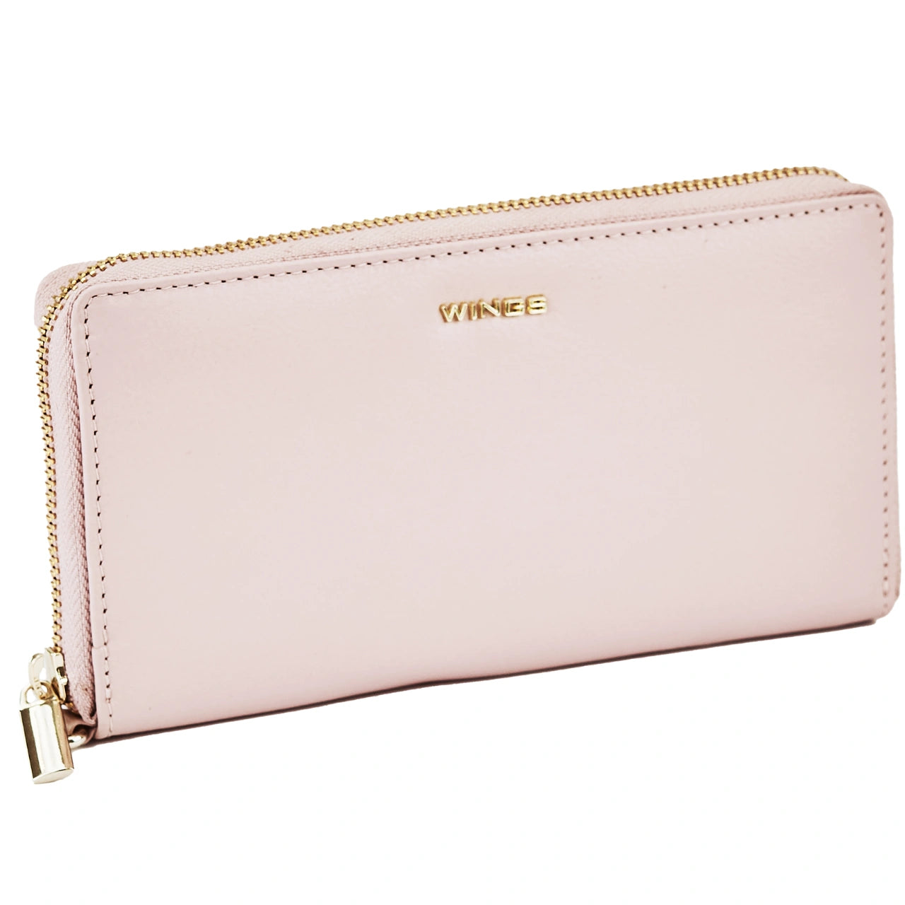 Damski portfel skórzany z paskiem na nadgarstek WINGS PINK LEATHER COLLECTION