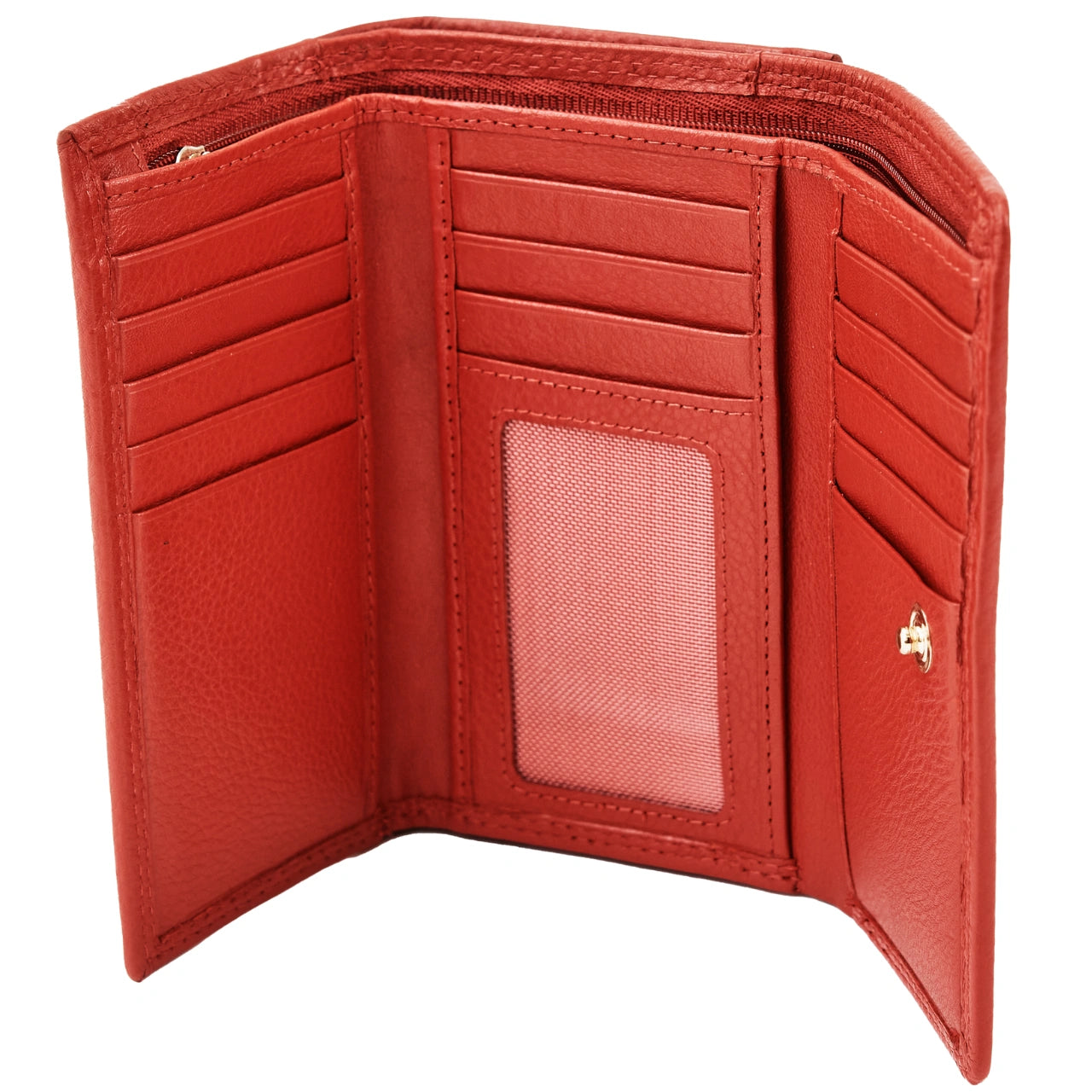 Damski portfel skórzany WINGS z ochroną RFID o pojemnym wnętrzu RED LEATHER COLLECTION