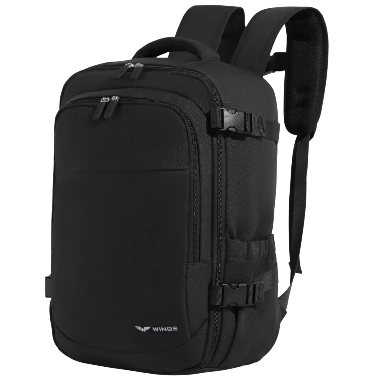 Plecak kabinowy WINGS bagaż podręczny Ryanair i Wizz Air, lekki plecak podróżny BLACK CABIN BACKPACK