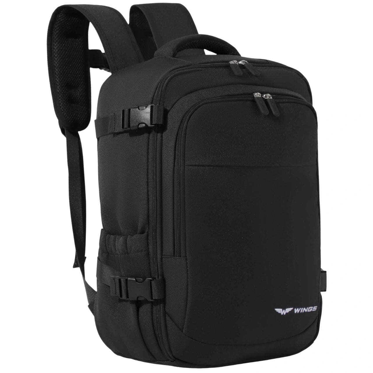 Plecak kabinowy WINGS bagaż podręczny Ryanair i Wizz Air, lekki plecak podróżny BLACK CABIN BACKPACK