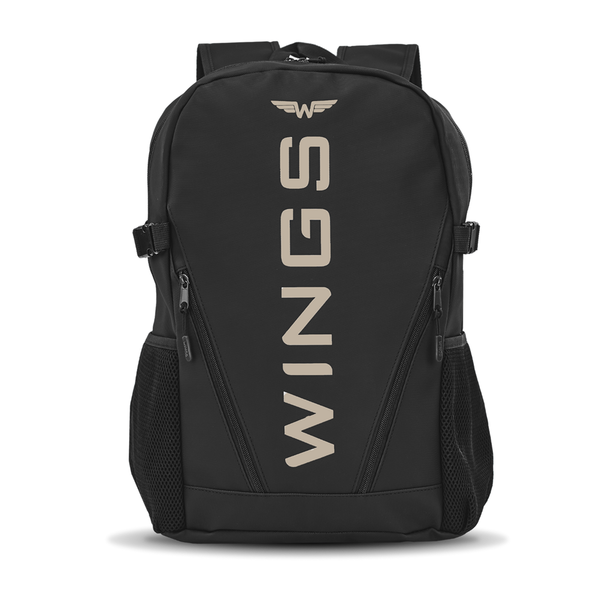 Plecak szkolny WINGS młodzieżowy 23L laptop 17 cali z kieszeniami bocznymi BLACK