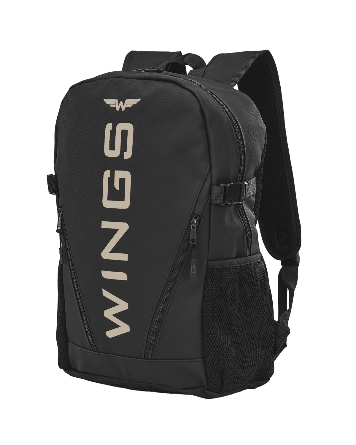 Plecak szkolny WINGS młodzieżowy 23L laptop 17 cali z kieszeniami bocznymi BLACK