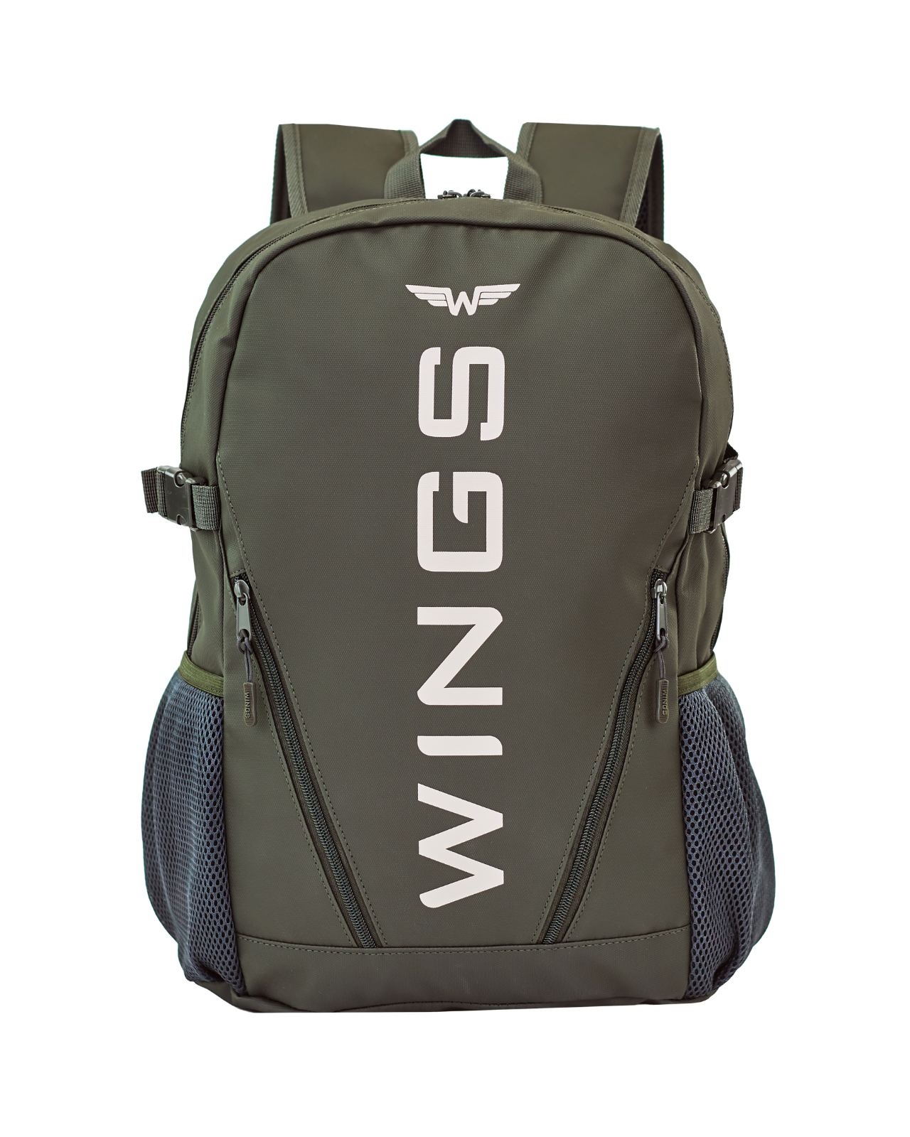 Plecak szkolny WINGS młodzieżowy 23L laptop 17 cali z kieszeniami bocznymi GREEN