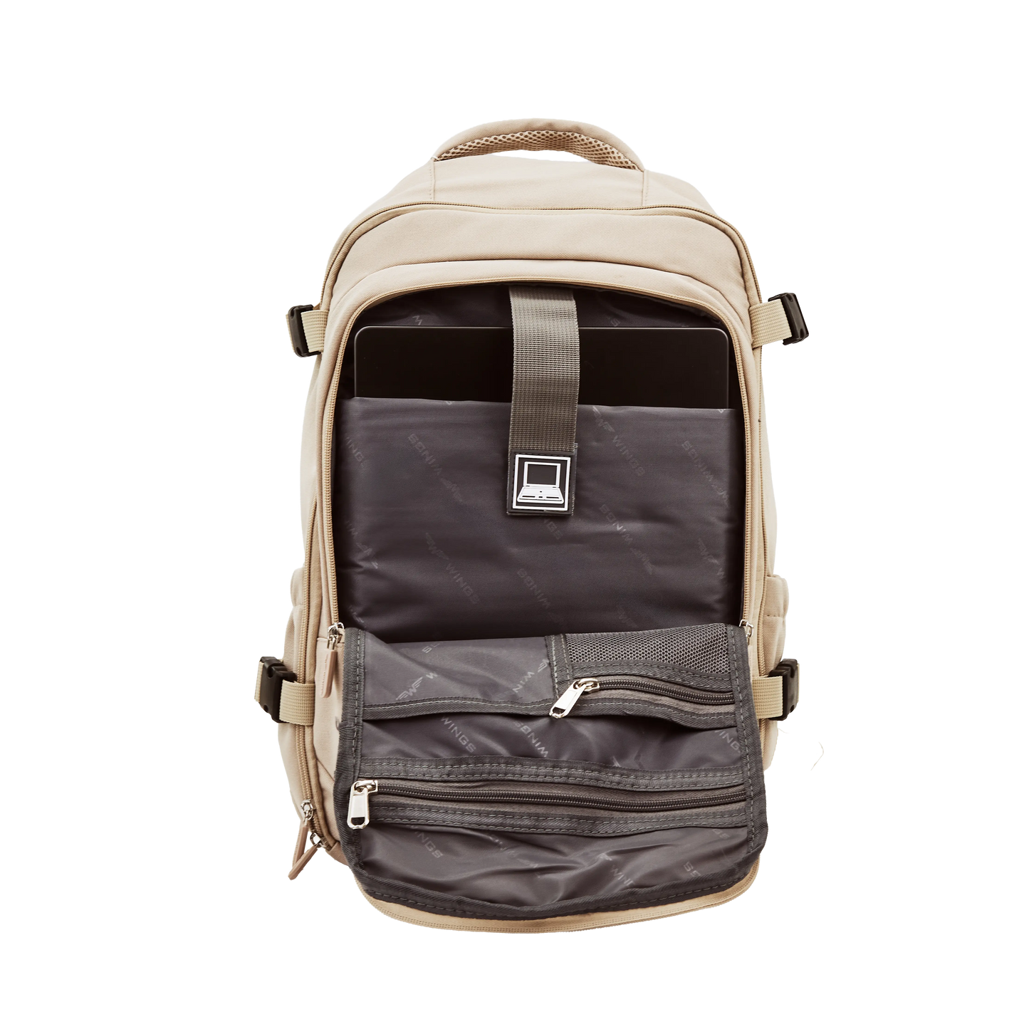 Plecak kabinowy WINGS bagaż podręczny Ryanair i Wizz Air, lekki plecak podróżny KHAKI CABIN BACKPACK