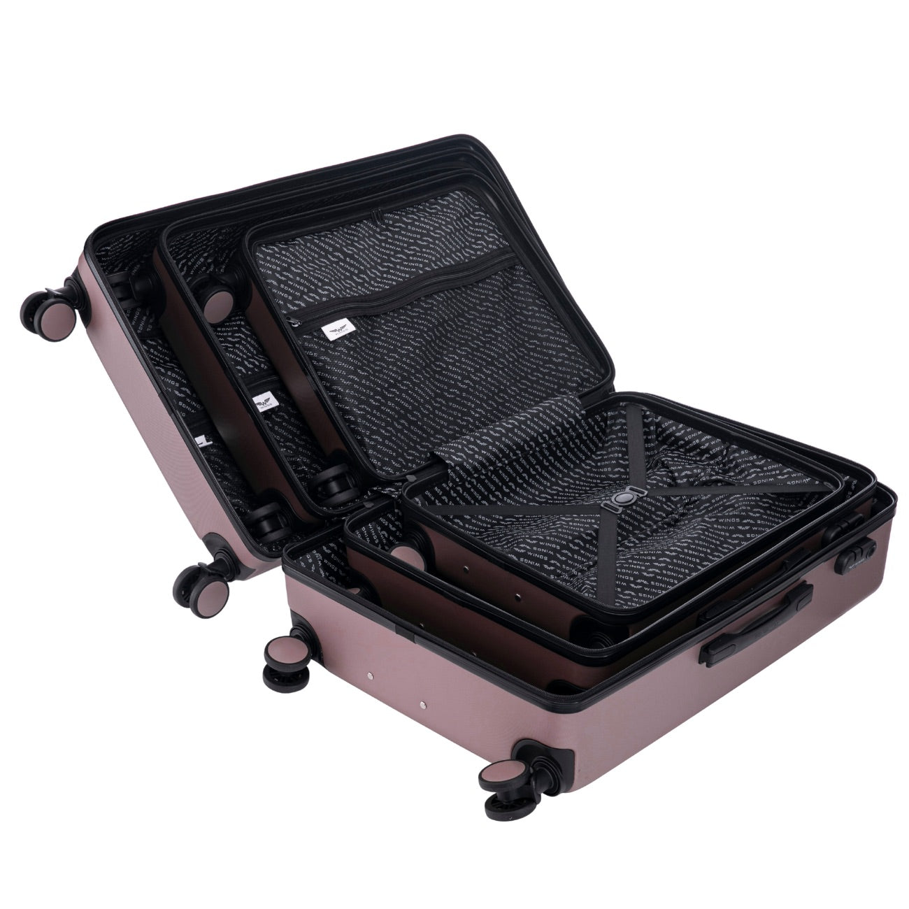 Walizka ŚREDNIA Wings ABS+ COOT 24" ROSE GOLD