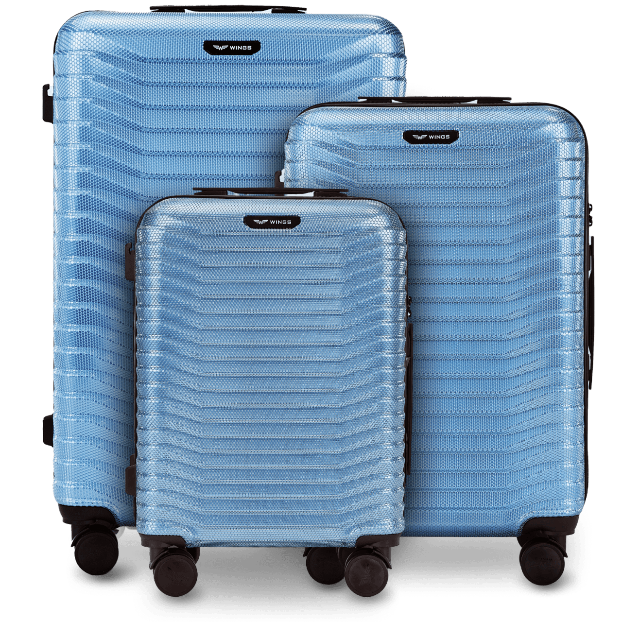 Zestaw 3 walizek Wings PC Sea Eagle 2.0 SILVER BLUE