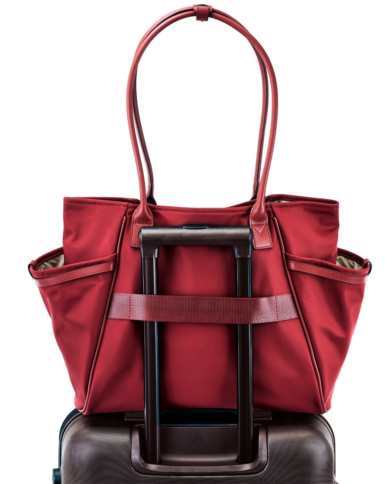 Torba shopper WINGS ROSELLA z odpinaną kosmetyczką i pasem na walizkę DARK RED