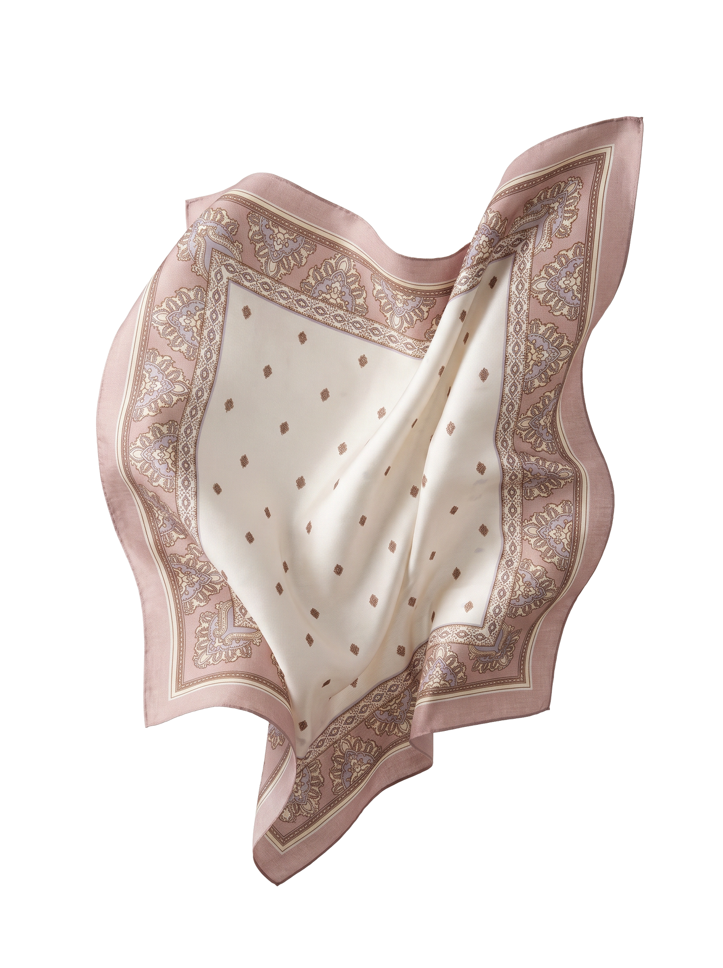 Apaszka damska WINGS beżowa 90x90 cm elegancki orientalny motyw