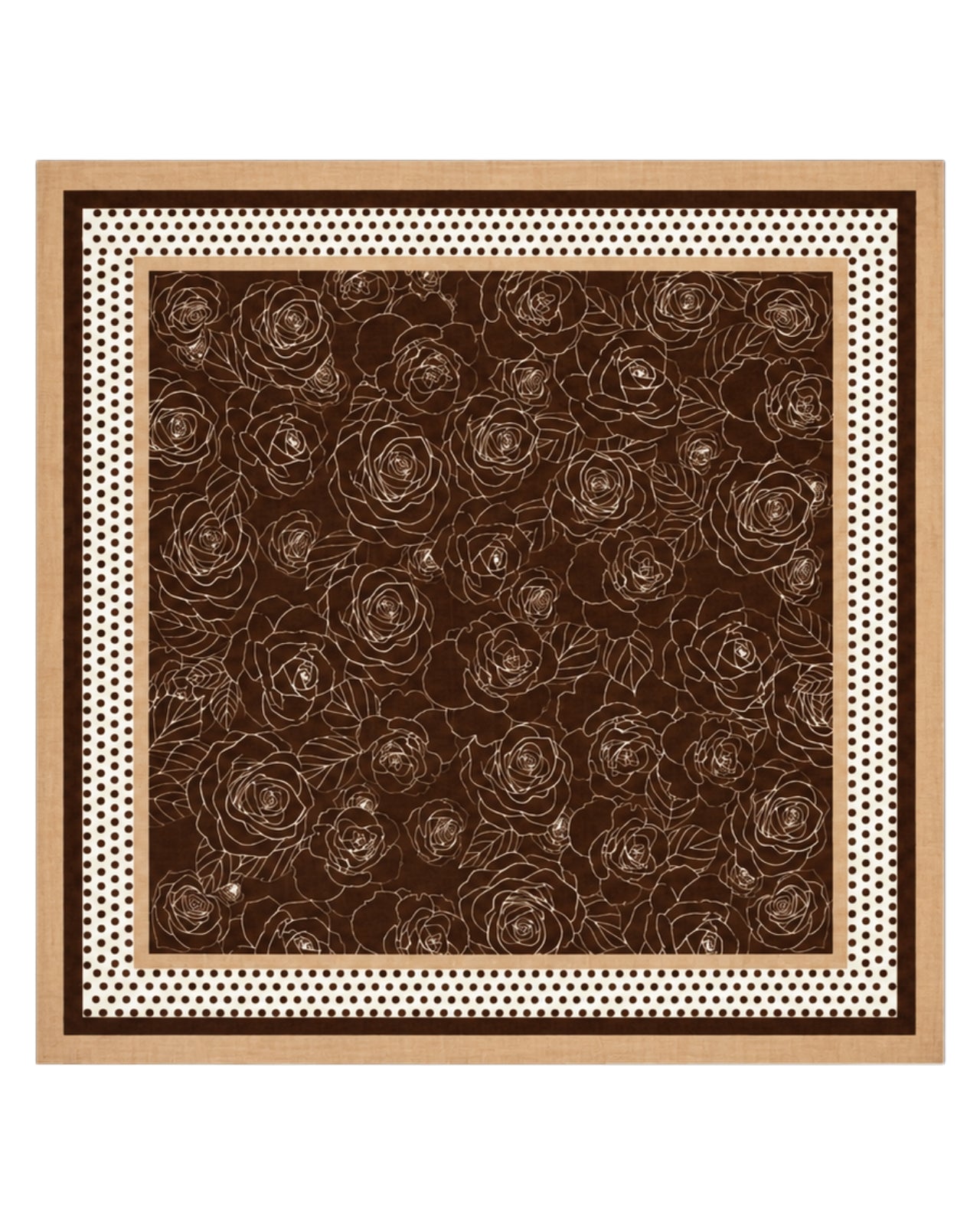 Apaszka damska WINGS brązowa 90x90 cm kwiatowy geometryczny wzór