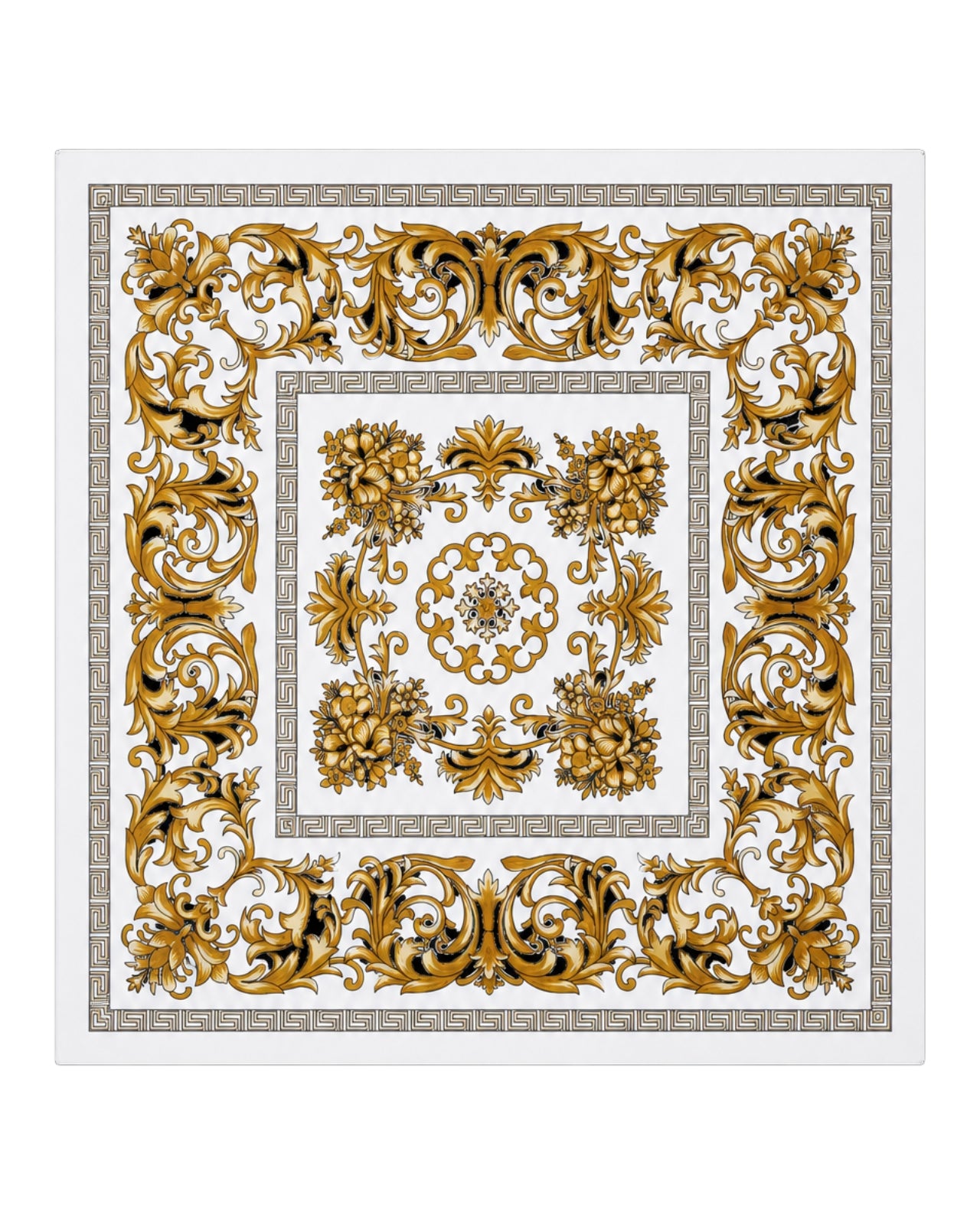 Apaszka damska WINGS 90x90 cm white gold baroque