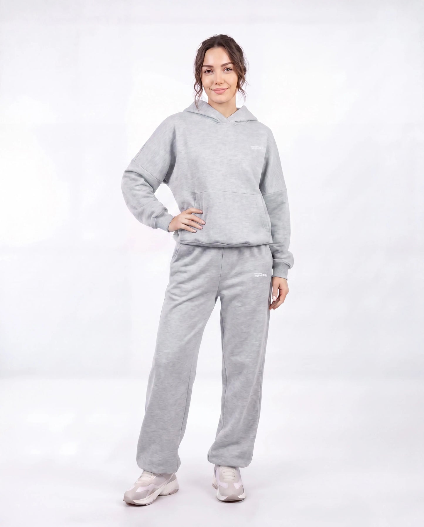 Komplet dresowy WINGS UNLEASH damski oversize bawełna GREY WINGS UNLEASH