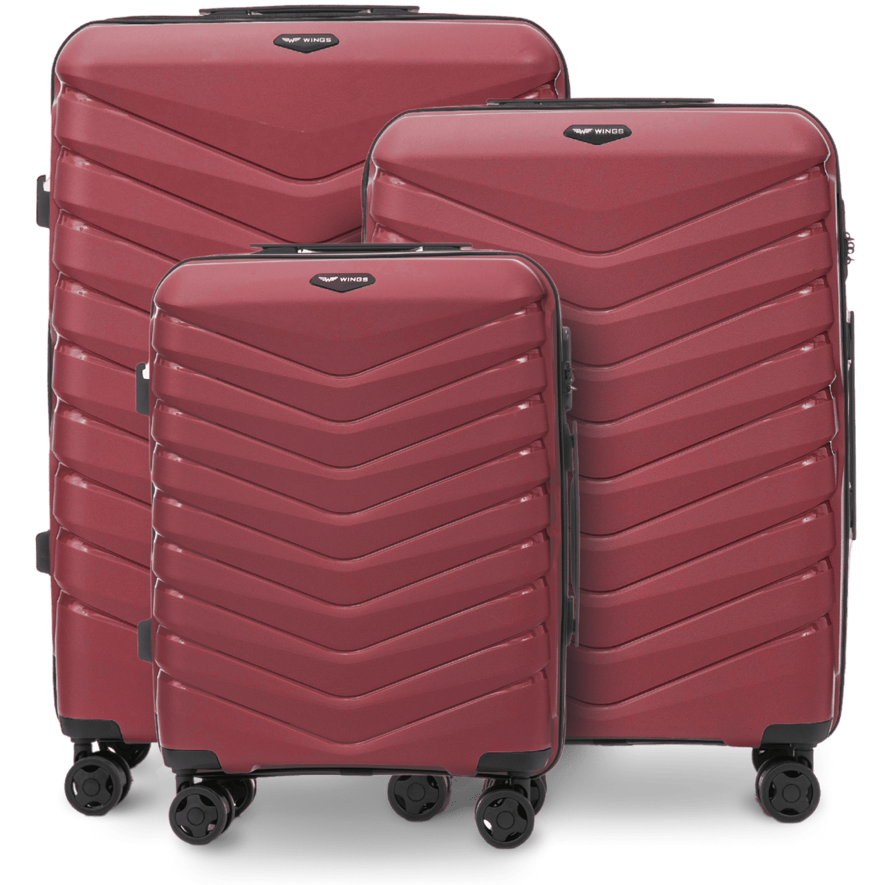 Zestaw 3 walizek Wings PHOENIX 2.0 polipropylen WINE RED