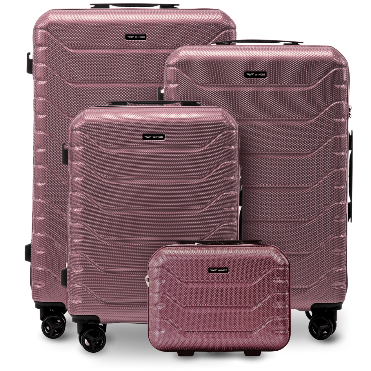Zestaw 4 walizek Wings CRAKE S/M/L + Kuferek ROSE GOLD