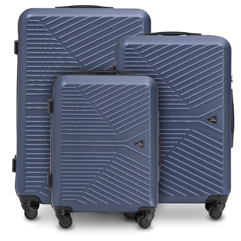 Zestaw walizek WINGS Merlin 3 szt. z 100% poliwęglanu DARK BLUE