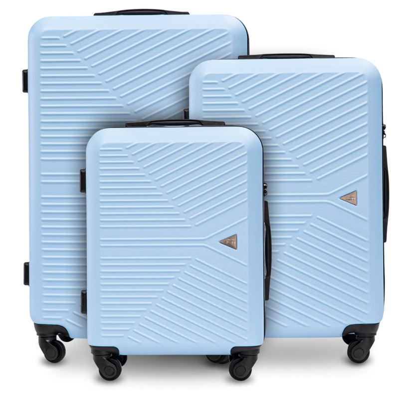 Zestaw walizek WINGS Merlin 3 szt. z 100% poliwęglanu LIGHT BLUE
