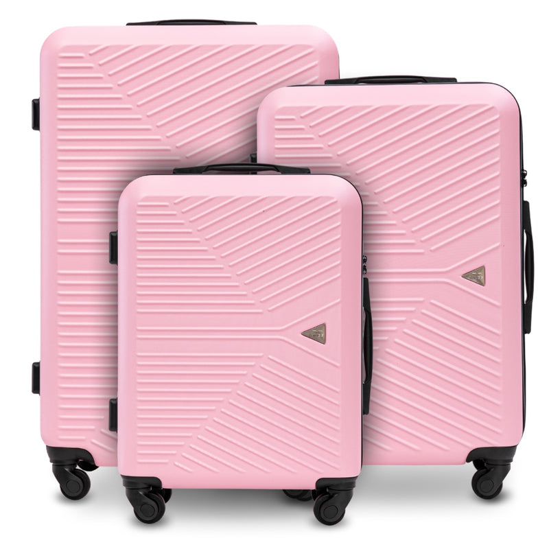 Zestaw walizek WINGS Merlin 3 szt. z 100% poliwęglanu LIGHT PINK