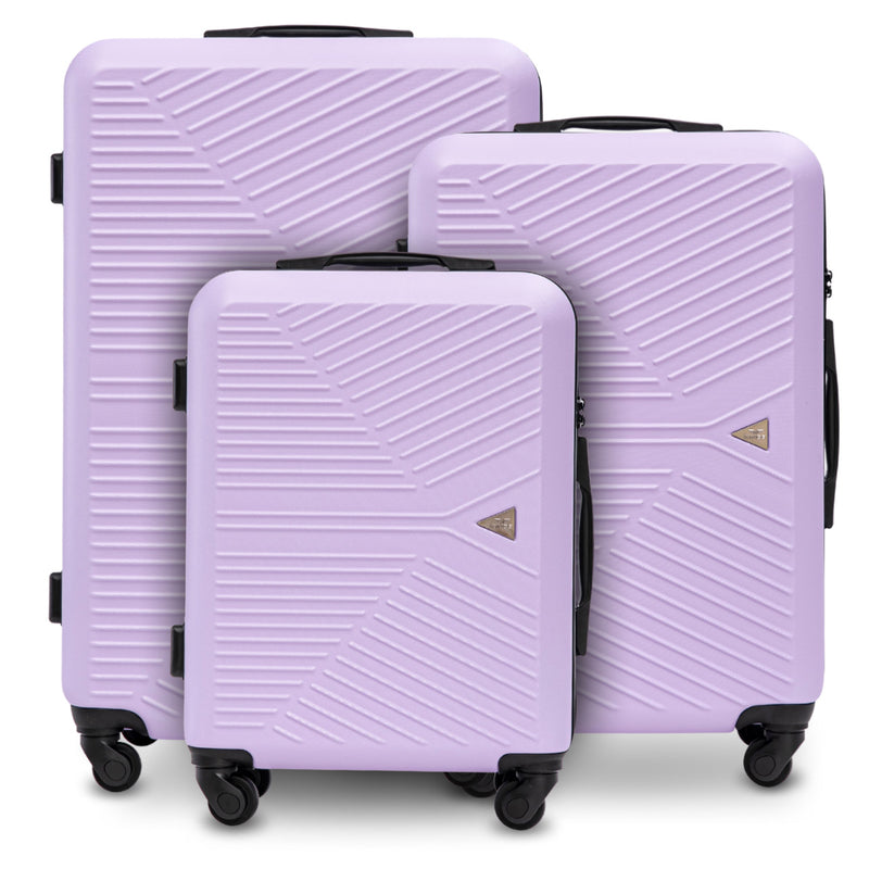 Zestaw walizek WINGS Merlin 3 szt. z 100% poliwęglanu WHITE PURPLE