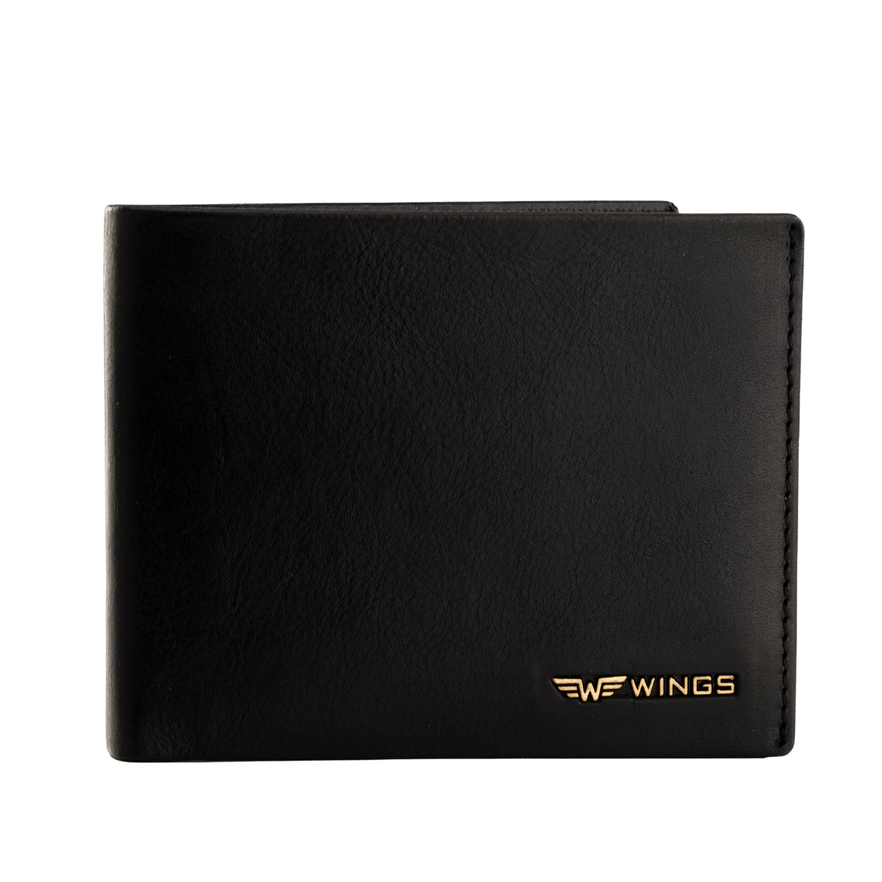 Męski czarny portfel WINGS z naturalnej skóry bydlęcej