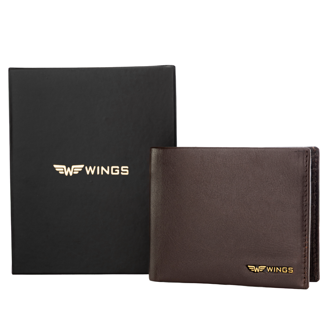 Męski brązowy portfel WINGS z naturalnej skóry bydlęcej