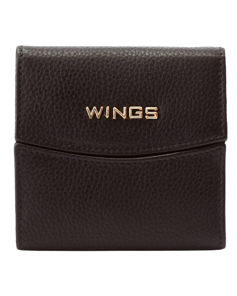 Kompaktowy portfel damski skórzany z ochroną RFID WINGS BLACK