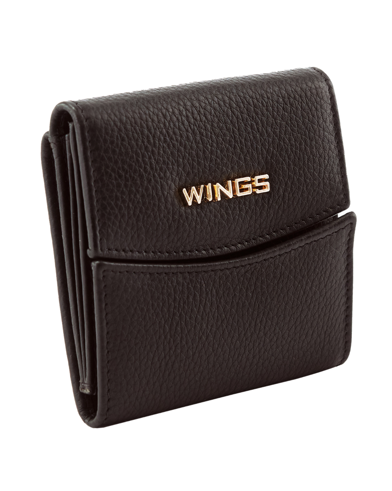 Kompaktowy portfel damski skórzany z ochroną RFID WINGS BLACK