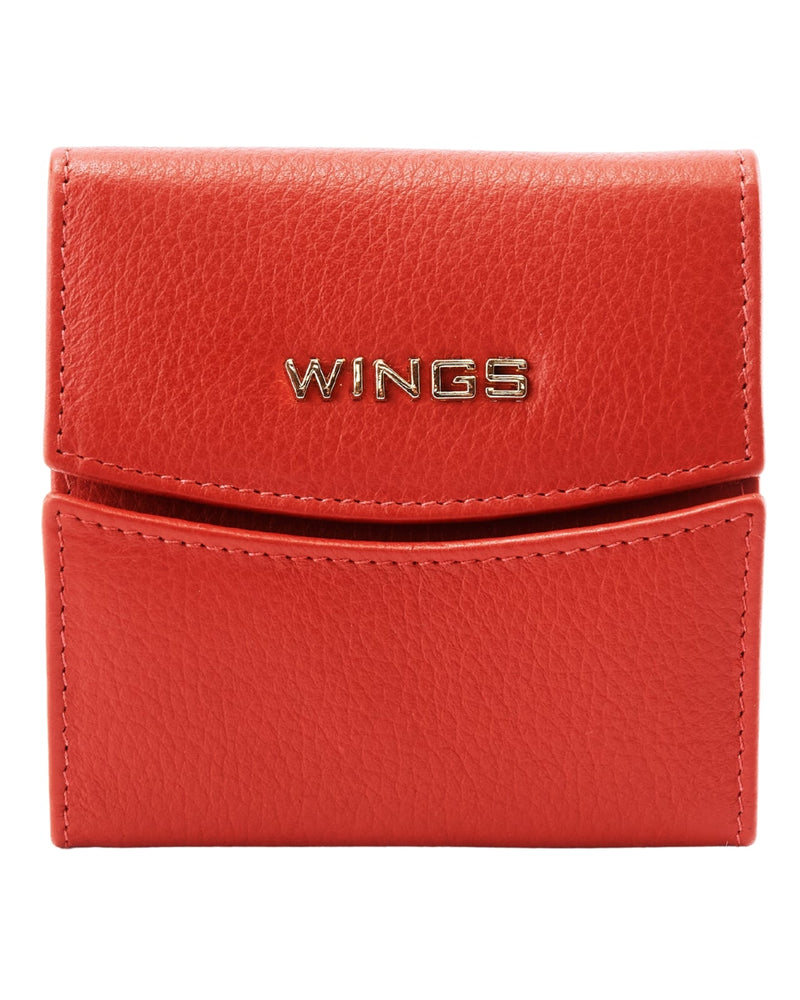 Kompaktowy portfel damski skórzany z ochroną RFID WINGS RED