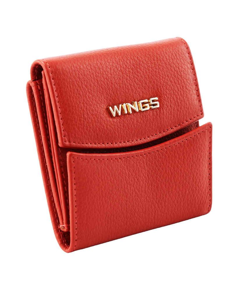 Kompaktowy portfel damski skórzany z ochroną RFID WINGS RED