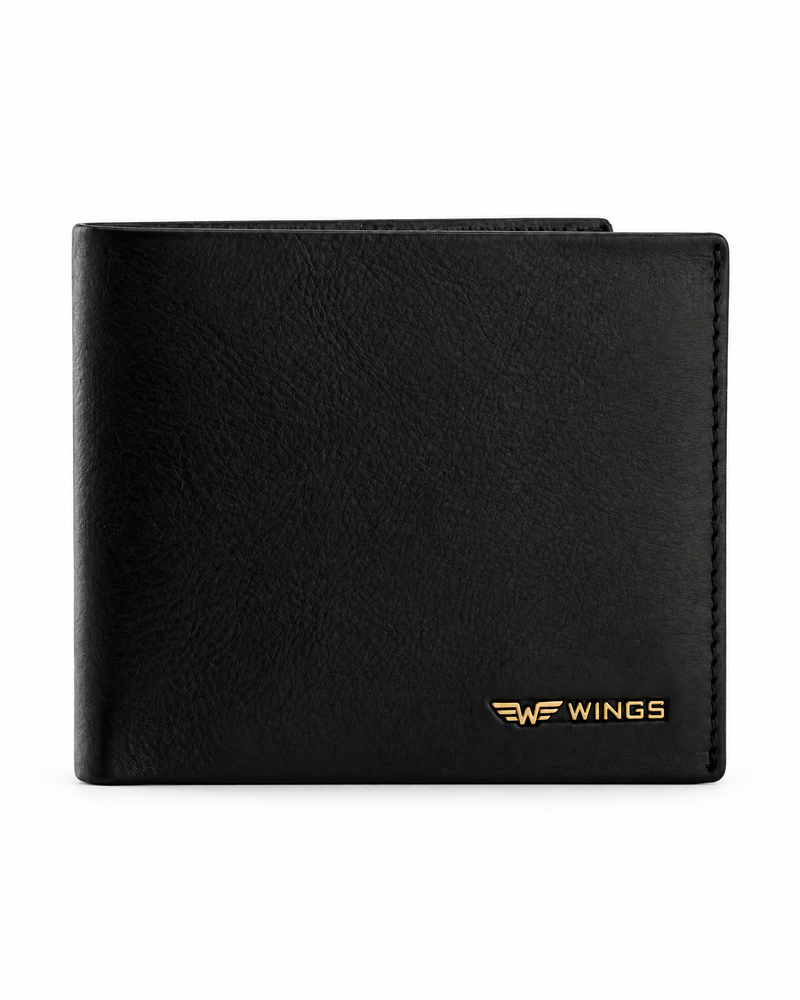 Męski portfel WINGS z naturalnej skóry bydlęcej Black