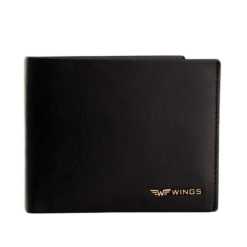 Męski portfel WINGS z naturalnej skóry bydlęcej Black