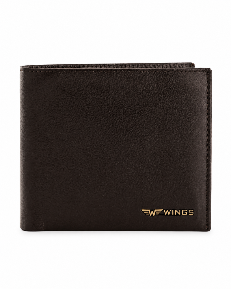 Męski portfel WINGS z naturalnej skóry bydlęcej Brown